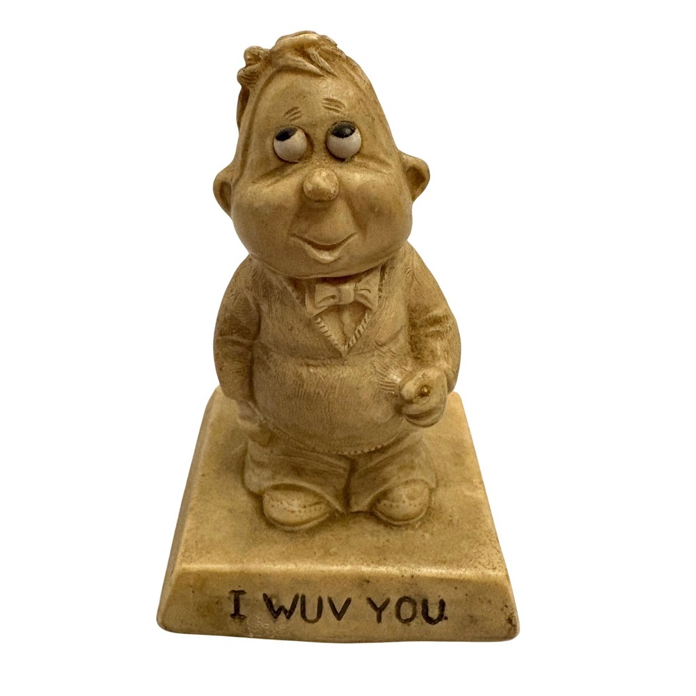 1970s Vintage "I Wuv You" Figurine Russ Berrie & Co I Love You Novelty Figurine